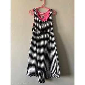 Zoey | Girls Black White & Pink lace Striped Dress